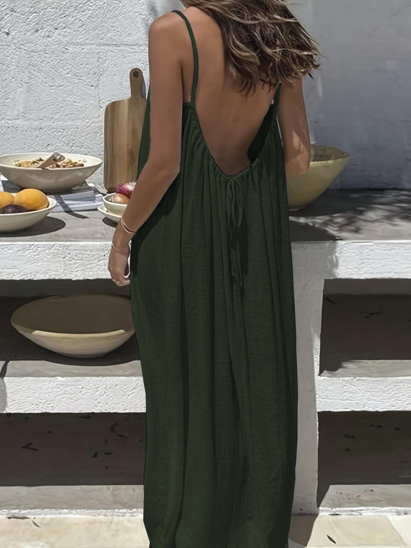 Vestido Largo de Seda de Hielo con Espalda Abierta - Estilo Urbano Versátil | ZYVA