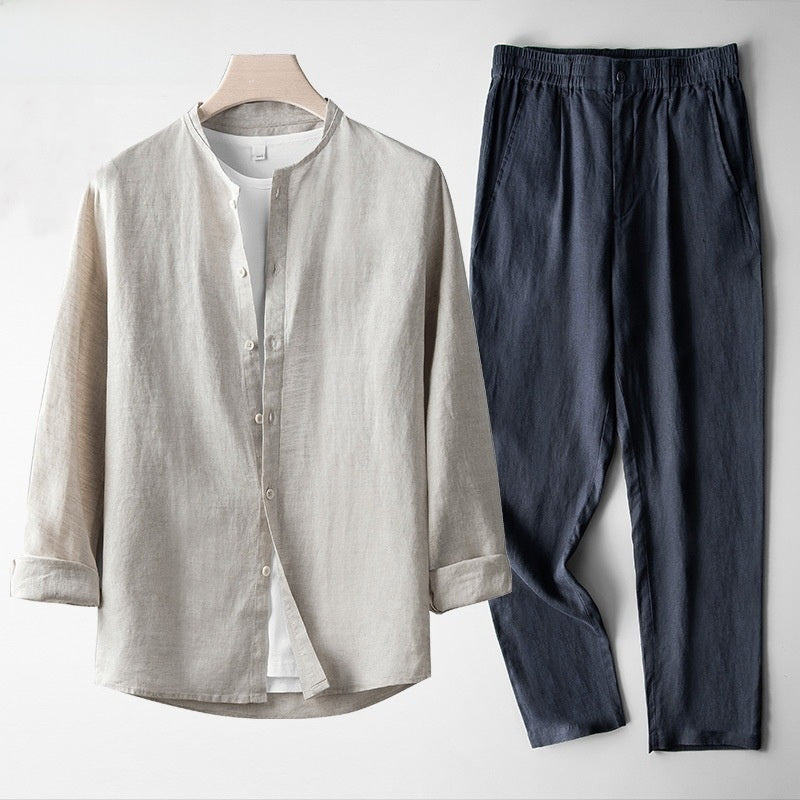 Conjunto de Traje Casual de Lino - Estilo Tang Moderno | ZYVA
