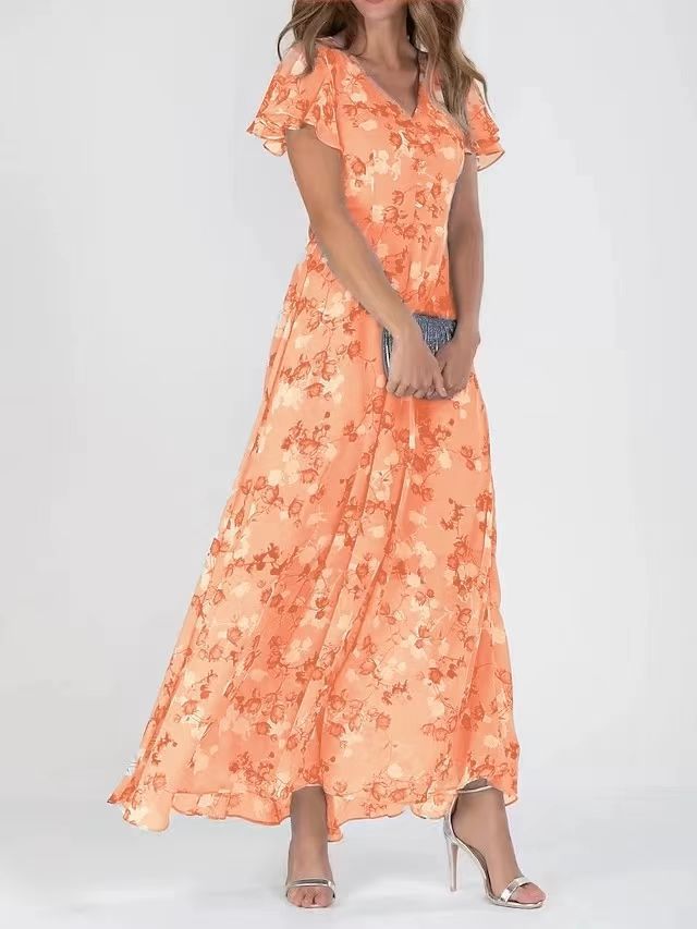 Vestido Largo de Gasa Floral con Volantes - Estilo y Comodidad | ZYVA