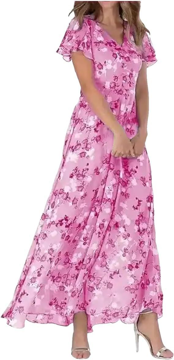 Vestido Largo de Gasa Floral con Volantes - Estilo y Comodidad | ZYVA