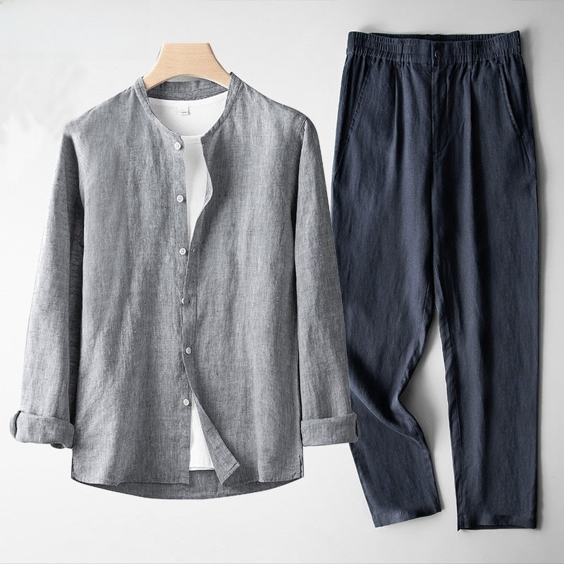 Conjunto de Traje Casual de Lino - Estilo Tang Moderno | ZYVA