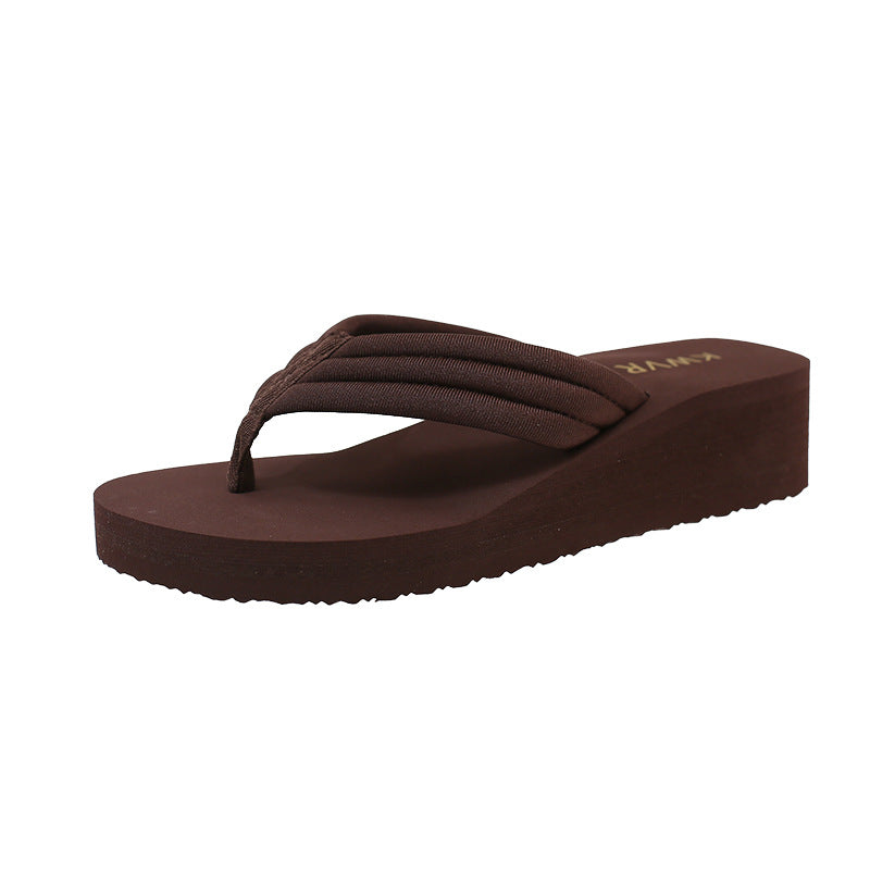 Sandalias de cuña marrón para mujer con plataforma cómoda y suela antideslizante, ideales para playa y verano.