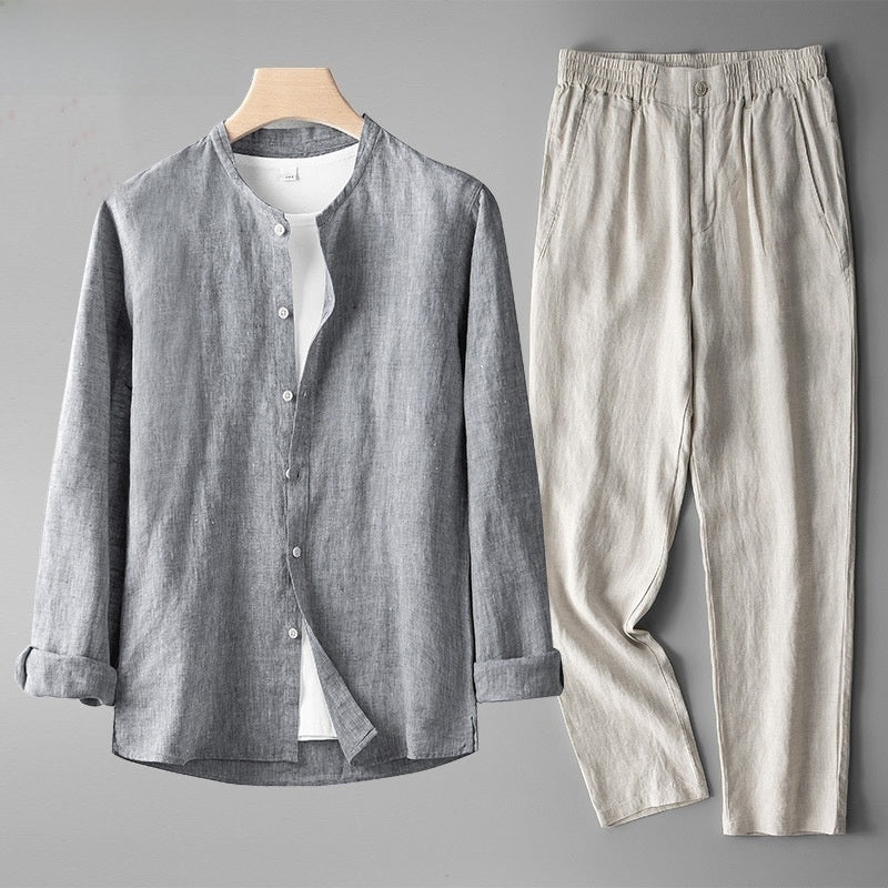 Conjunto de Traje Casual de Lino - Estilo Tang Moderno | ZYVA