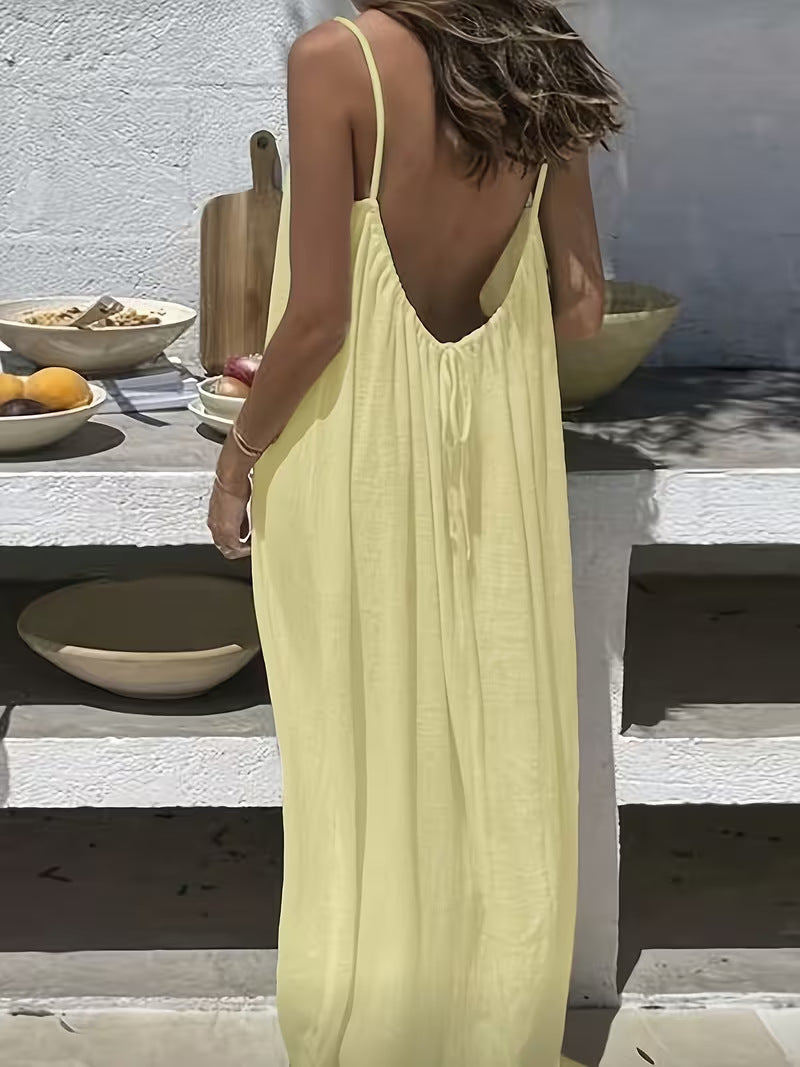 Vestido Largo de Seda de Hielo con Espalda Abierta - Estilo Urbano Versátil | ZYVA