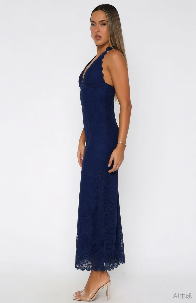 Vestido Largo de Gasa Cuello Halter - Tu Look de Fiesta Ideal | ZYVA