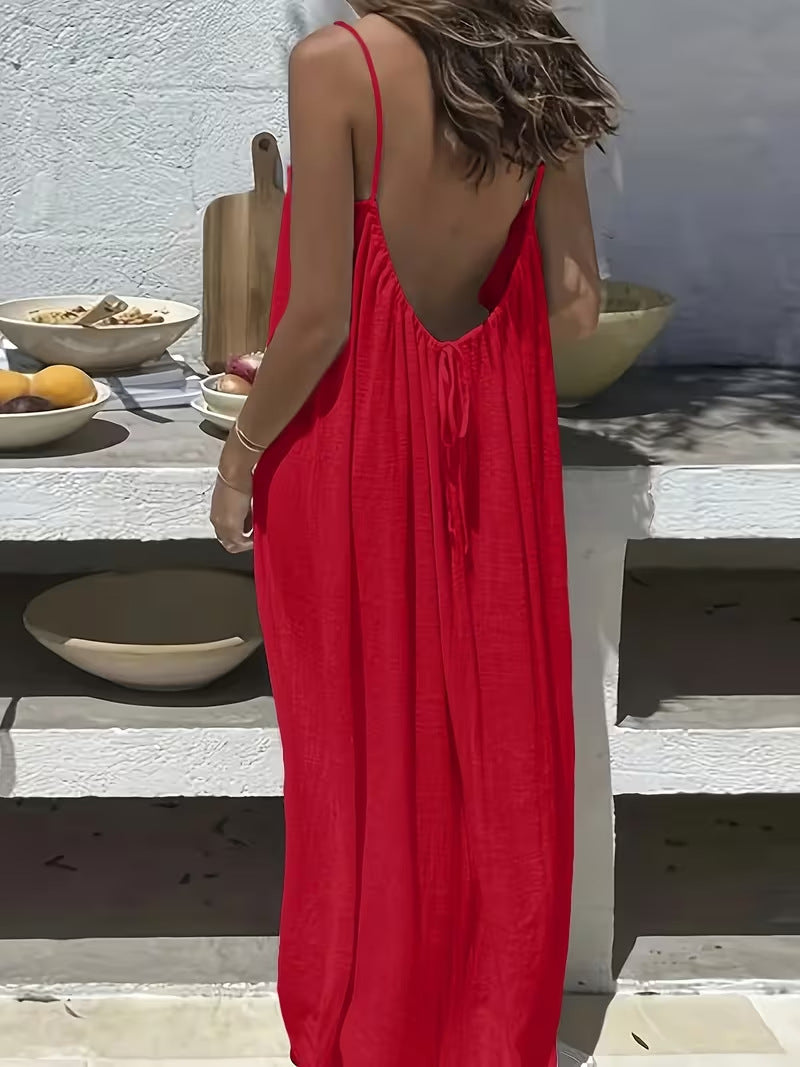 Vestido Largo de Seda de Hielo con Espalda Abierta - Estilo Urbano Versátil | ZYVA