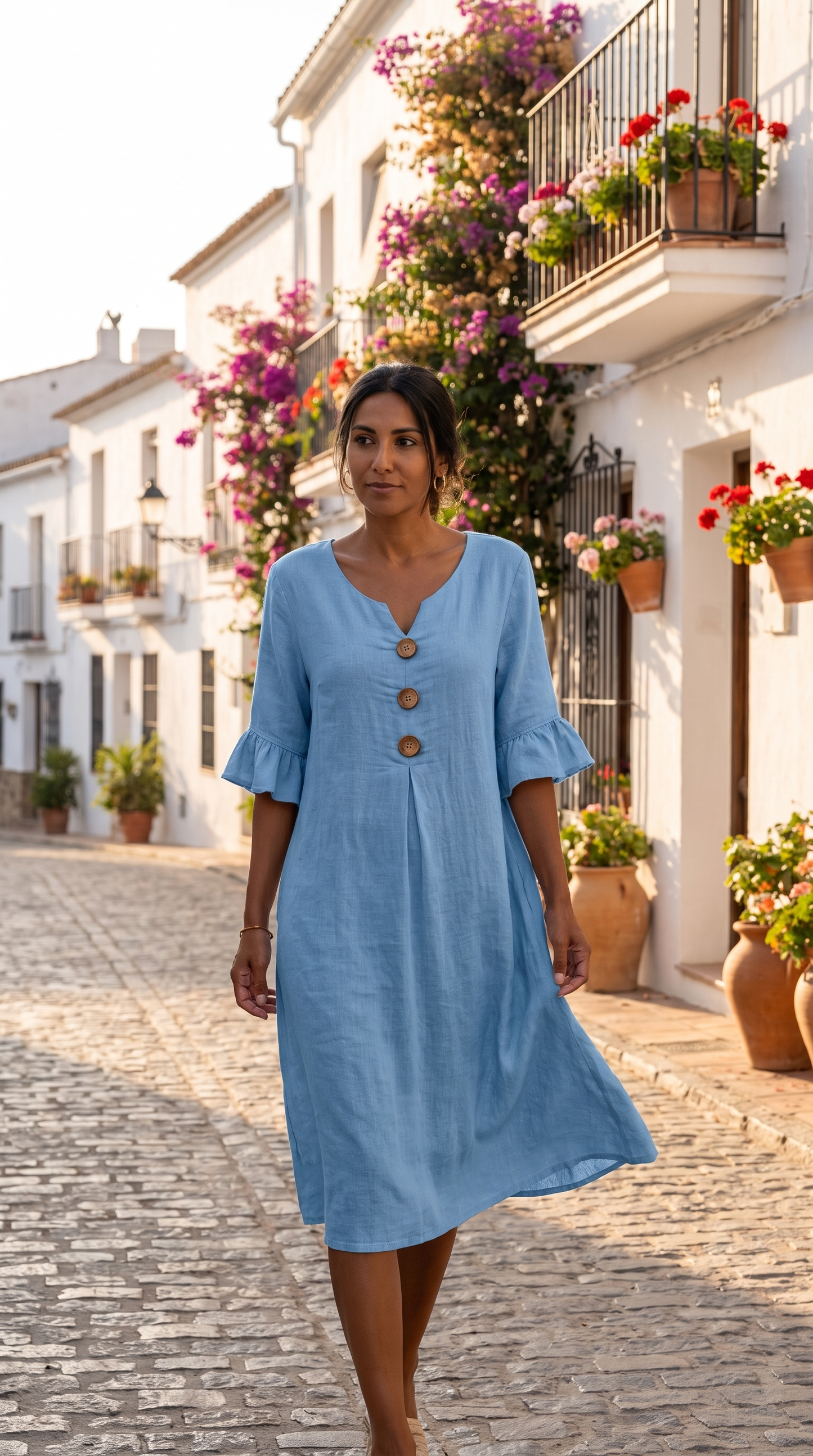 Vestido Midi de Algodón y Lino - Fresco , Cómodo y Elegante | ZYVA